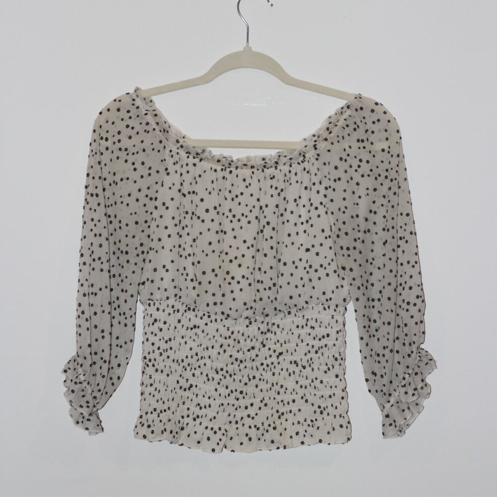Polka Dot, Rouched Off the Shoulder Top